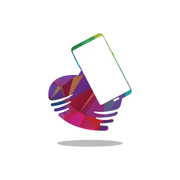 Akıllı Telefon Logosu Tasarımı Kalp Ile Taşınabilir Vektör Illüstrasyonu — Stok Vektör