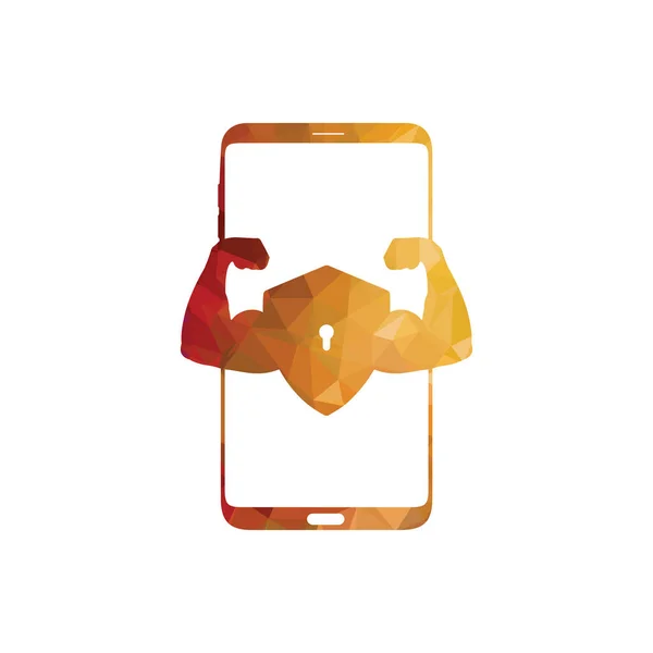 Дизайн Логотипа Смартфона Мобильная Векторная Иллюстрация Изображением Боевого Быка — стоковый вектор