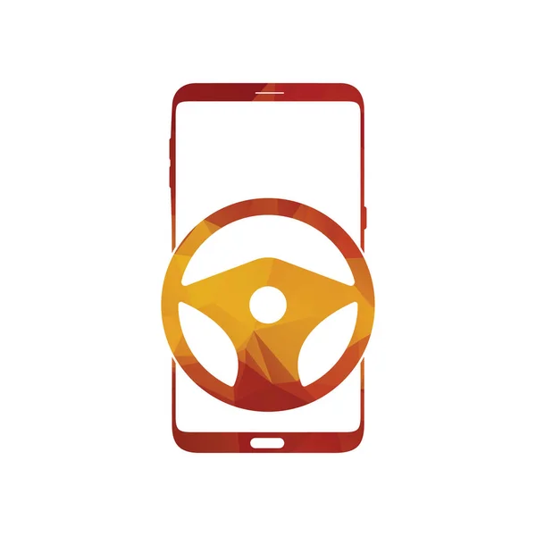 Дизайн Логотипа Смартфона Мобильная Векторная Иллюстрация Иконкой Управления Гоночным Автомобилем — стоковый вектор