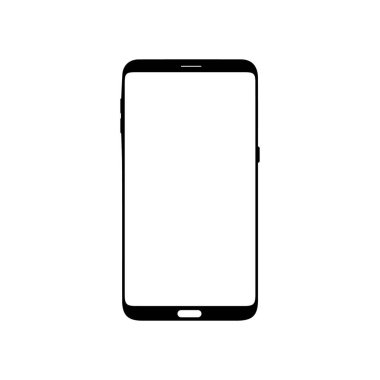 Akıllı telefon logosu tasarımının silueti. mobil vektör çizimi .