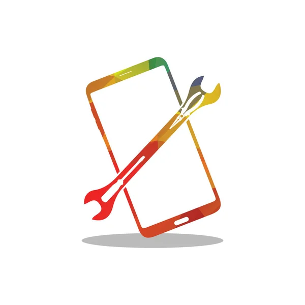 Design Des Smartphone Logos Mobile Vektorillustration Mit Setzen Von Werkzeugsymbolen — Stockvektor