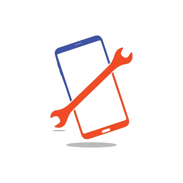 Дизайн Логотипа Смартфона Мобильная Векторная Иллюстрация Значком Инструмента Настройки — стоковый вектор