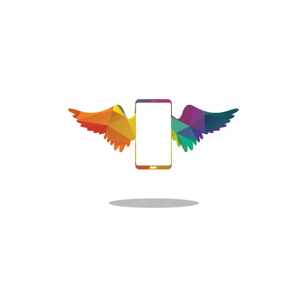 Дизайн Логотипа Смартфона Мобильная Векторная Иллюстрация Крыльями Ангелов — стоковый вектор