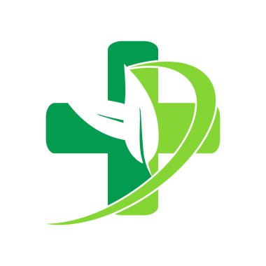 Eczane Tıbbi Logosu Çapraz Resimli Doğal Organik Vektör