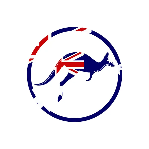 Kanguru atlama logosu Avustralya bayrağı şablonu.
