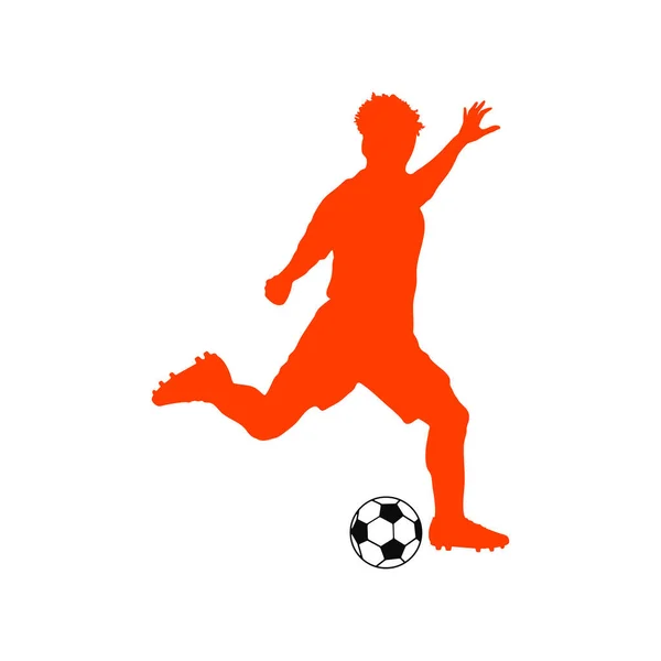 Football Soccer Player Man Action Orange Icon White Background Vector — Stock Vector