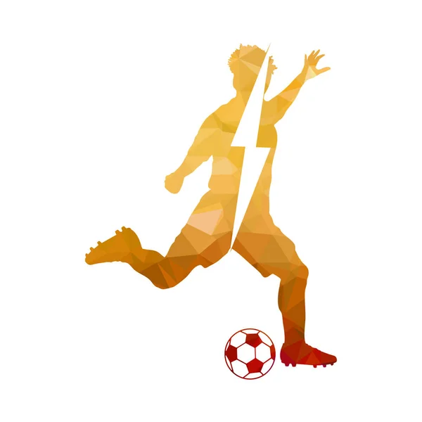 Ποδόσφαιρο Παίκτης Άνθρωπος Δράση Ηλεκτρικό Μπουλόνι Εικόνα Διανύσματος Λευκού Φόντου — Διανυσματικό Αρχείο