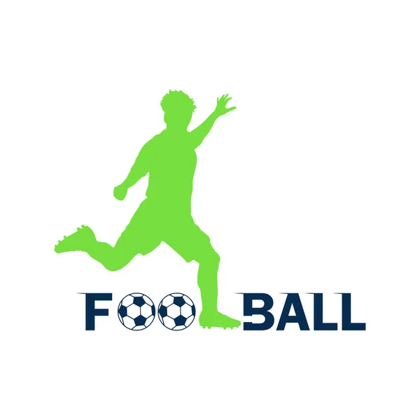 Ποδόσφαιρο Παίκτης Άνθρωπος Δράση Δημιουργικό Κείμενο Λευκό Φόντο Εικονογράφηση Διανύσματος — Διανυσματικό Αρχείο