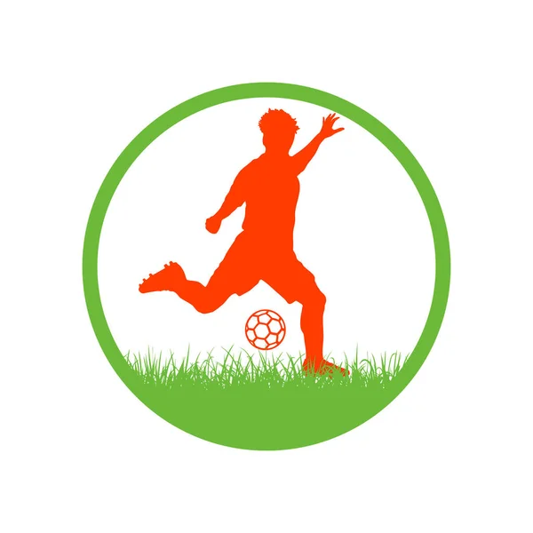 Fotboll Fotbollsspelare Man Aktion Inne Ring Vit Bakgrund Vektorillustration — Stock vektor