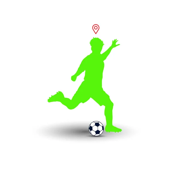 Fútbol Hombre Jugador Fútbol Acción Con Ubicación Precisa Ilustración Del — Archivo Imágenes Vectoriales