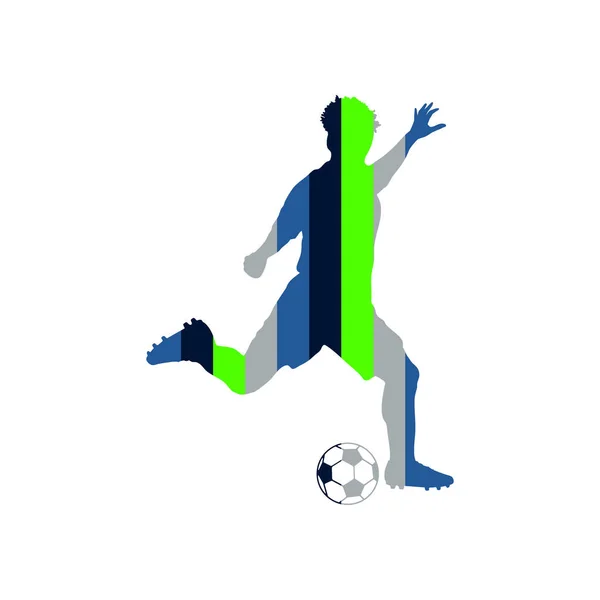 Football Footballeur Homme Action Avec Des Couleurs Créatives Fond Blanc — Image vectorielle