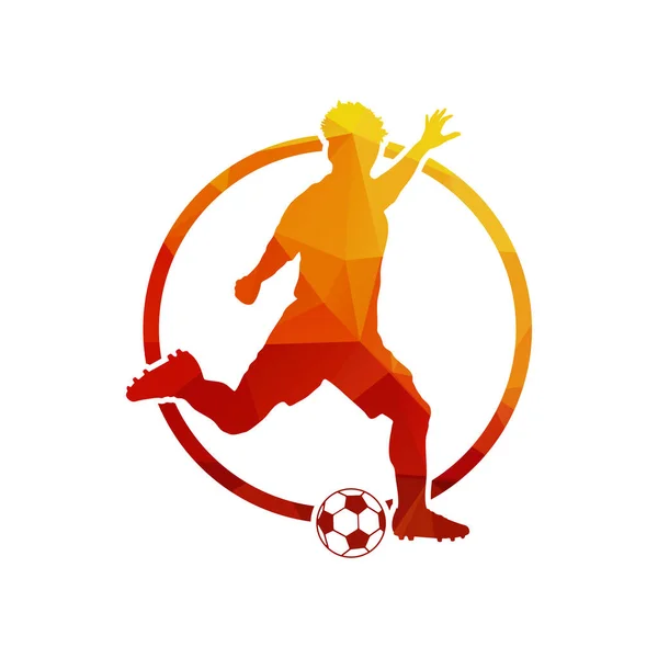 Futebol Jogador Futebol Homem Ação Dentro Anel Fundo Branco Ilustração — Vetor de Stock