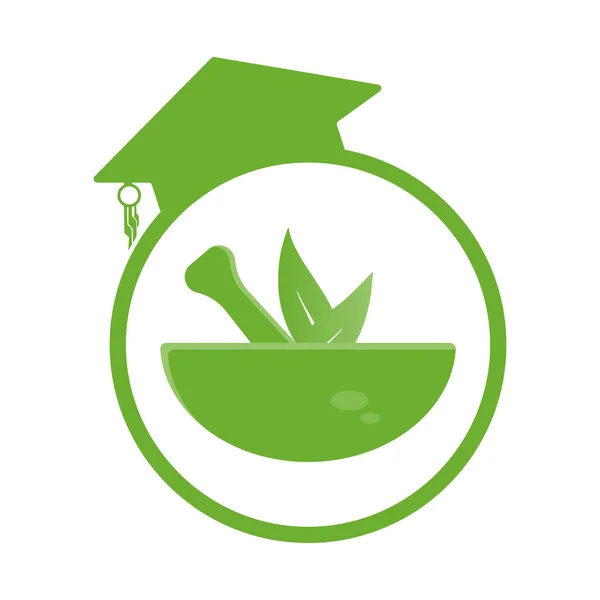 Apotek Medicinsk Harbal Logo Naturlig Ekologisk Vektor Med Studie Begreppet — Stock vektor