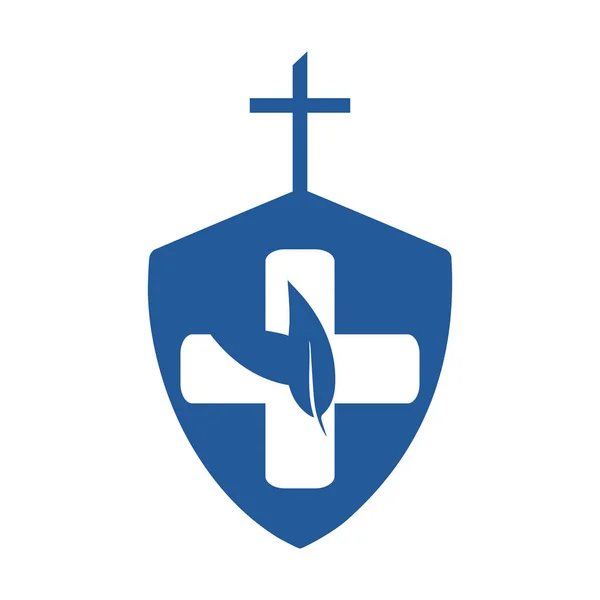 Farmacie Medisch Logo Natuurlijke Organische Vector Met Kruisschilden Illustratie — Stockvector