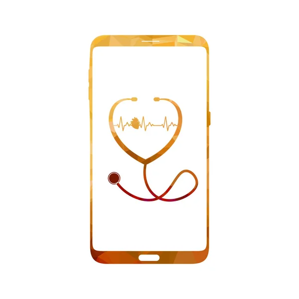 Apotheek Medische Stethoscoop Ziekenhuis Vector Met Mobiele Telefoon Illustratie — Stockvector