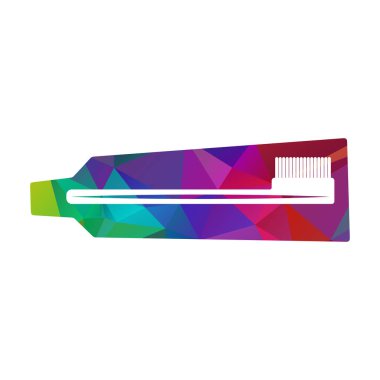 Diş macunu logosu ve diş fırçası vektör çizimi