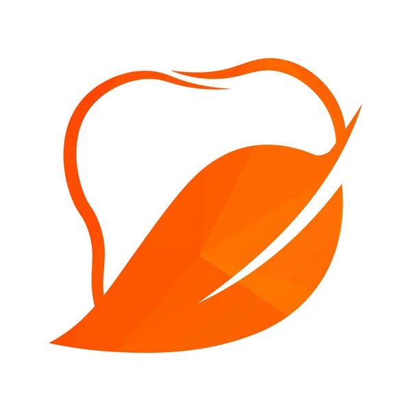 Zębowe Logo Opieki Stomatologicznej Wektorem Liści Ilustracji — Wektor stockowy