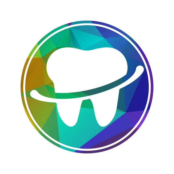 Diente Logo Cuidado Dental Con Forma Círculo Vector Ilustración — Vector de stock
