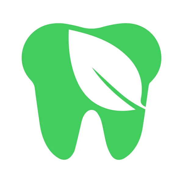 Tooth Logo Dental Care Leaf Vector Illustration — Stock Vector