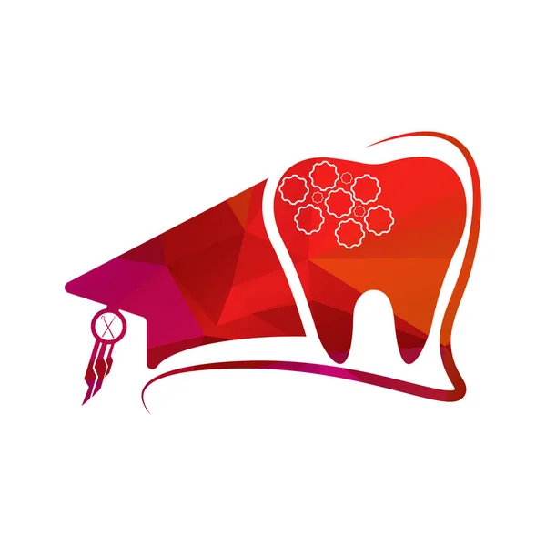 Logotipo Dente Cuidados Dentários Com Educação Forma Cap Vetor Ilustração — Vetor de Stock
