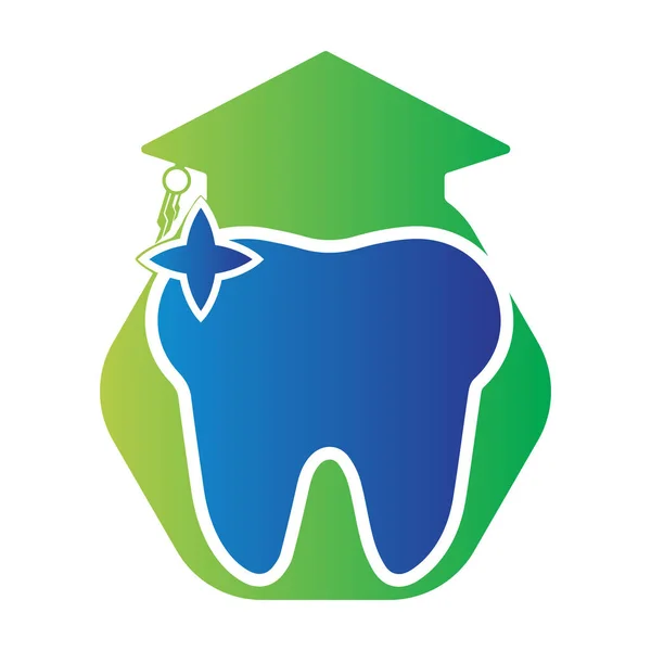 Logotipo Dente Cuidados Dentários Com Educação Cap Hexágono Forma Vetor —  Vetores de Stock