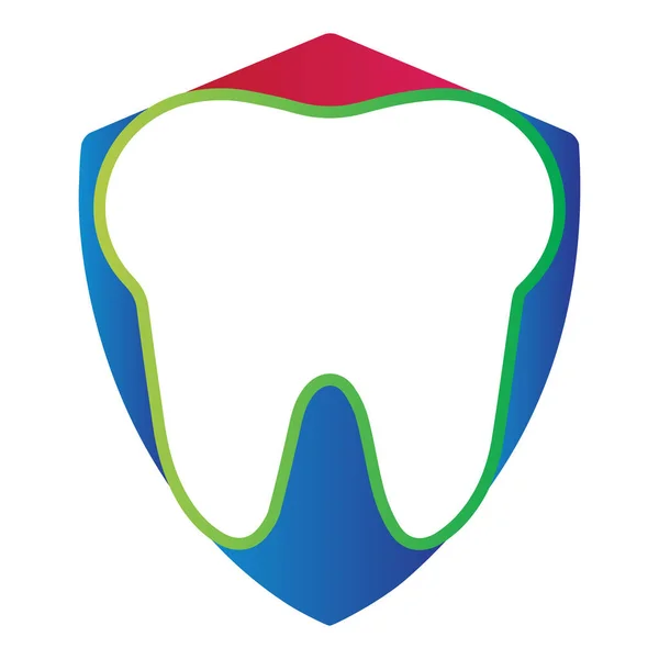 Logotipo Dente Cuidados Dentários Com Escudo Forma Vetor Ilustração —  Vetores de Stock