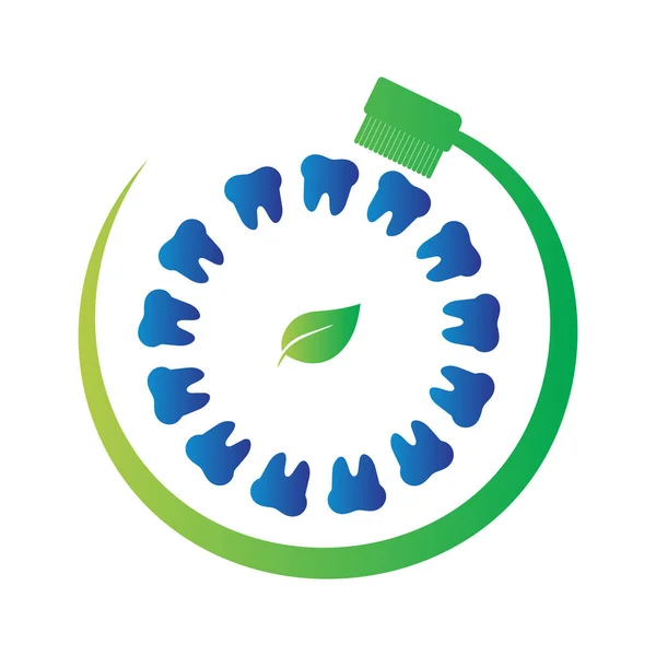 歯ブラシ形状ベクトルイラスト付き歯科ケア歯のロゴ — ストックベクタ