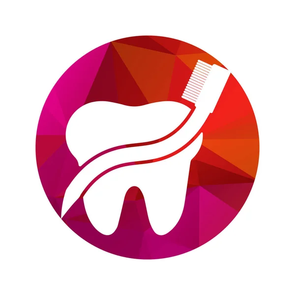 Escova Dentes Dente Dentro Uma Forma Ilustração Vetorial Circular —  Vetores de Stock