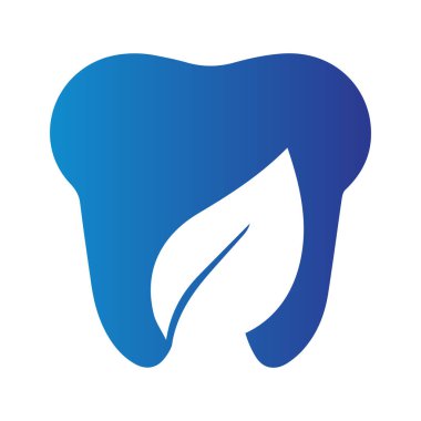 Diş ve yaprak logosu tasarımı vektör çizimi