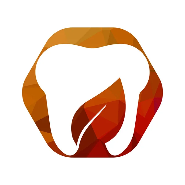 Projekt Logo Zęba Liścia Kształcie Sześciokąta — Wektor stockowy