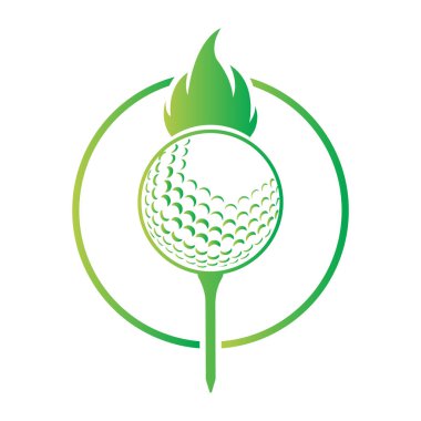 Ateş simgesi ve halka vektör illüstrasyonlu golf topu