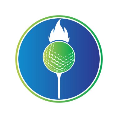 Çember vektör çizimi şeklinde ateş simgesi olan golf topu