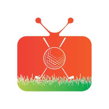 Golf topu ve sopaları TV vektör illüstrasyonu şeklinde.