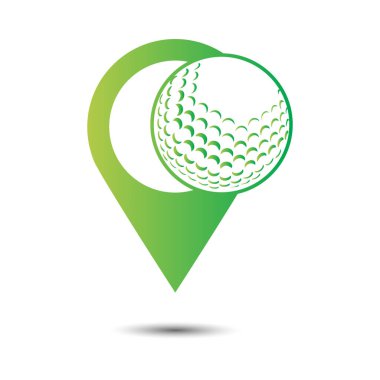 Golf topu ve lokasyon vektör çizimi