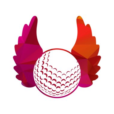 Kanat vektör illüstrasyonlu golf topu