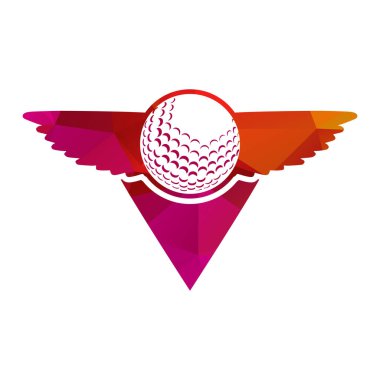 Kanat vektör illüstrasyonlu golf topu