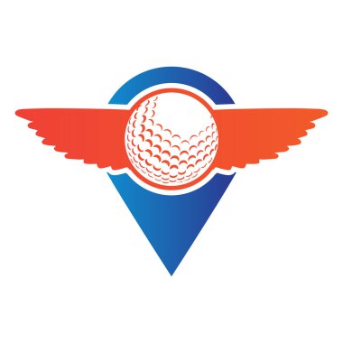 Pin konumu vektör çizimi şeklinde kanatlı golf topu