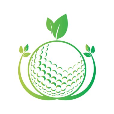 Golf topu ve yaprak logo vektör çizimi