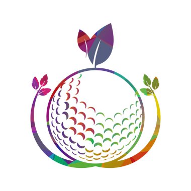 Golf topu ve yaprak logo vektör çizimi