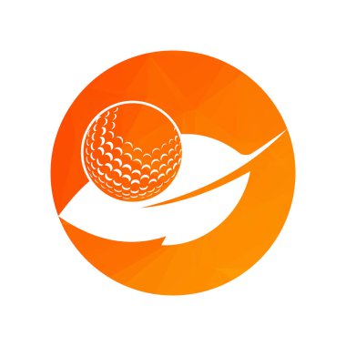 Golf topu ve yaprak logosu daire vektör çizimi şeklinde