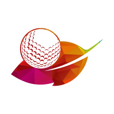 Golf topu ve yaprak logo vektör çizimi