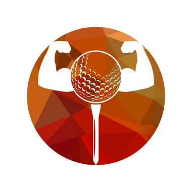 Golf topu ve vücut pazıları dairesel vektör çizimi şeklinde.