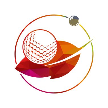 Golf topu ve yaprak logosu halka vektör çizimi şeklinde