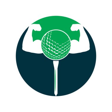 Golf topu ve vücut pazıları dairesel vektör çizimi şeklinde.