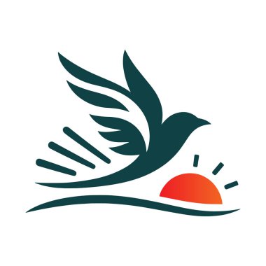 kuş logosu tasarımı vektör çizimi