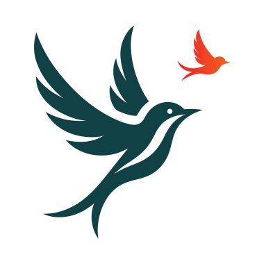 kuş logosu tasarımı vektör çizimi