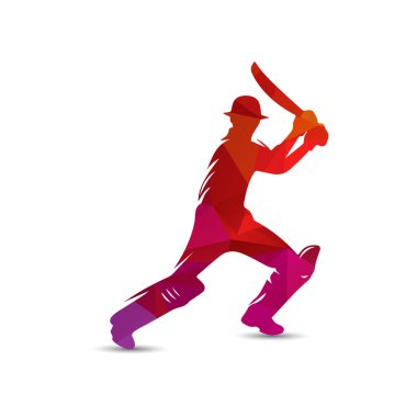 Kriket oyuncusu Logosu Kırmızı Renkli