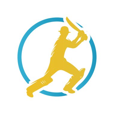 Kriket oyuncusu Logosu Yüzük Şeklinin İçinde