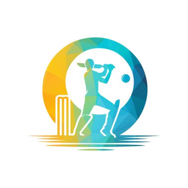 Kriket oyuncusu Logosu Yüzük Şeklinin İçinde