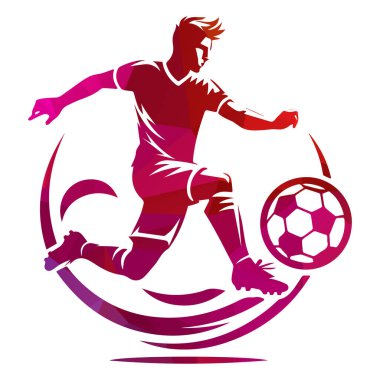 Futbolcu Top Vektörü İllüstrasyonuyla Çalışıyor